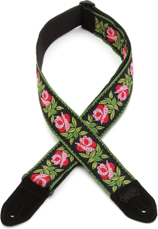 Levy's MC8JQ Woven Fabric Guitar Strap Pink Flower