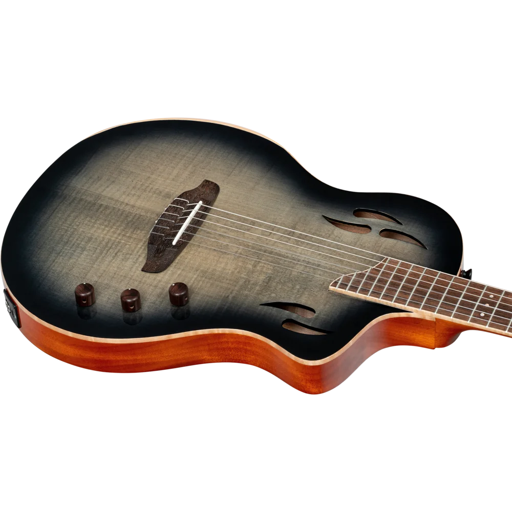 Ortega TourPlayer Series Full Size Guitar Solid Okoume/ Flamed Maple Grey Burst