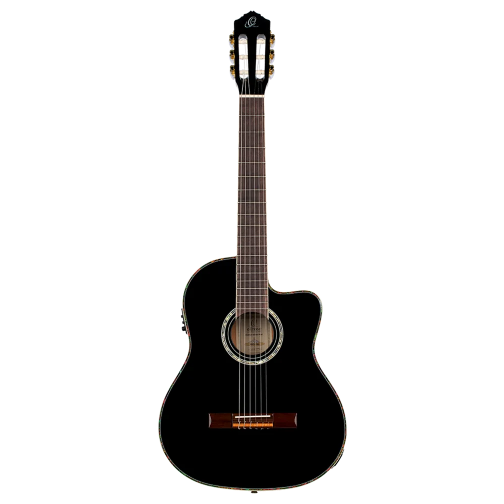 Ortega Family Series Pro Full Size Guitar Solid Spruce/ Mahogany Black - RCE141BK