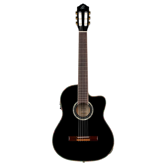 Ortega Family Series Pro Full Size Guitar Solid Spruce/ Mahogany Black - RCE141BK