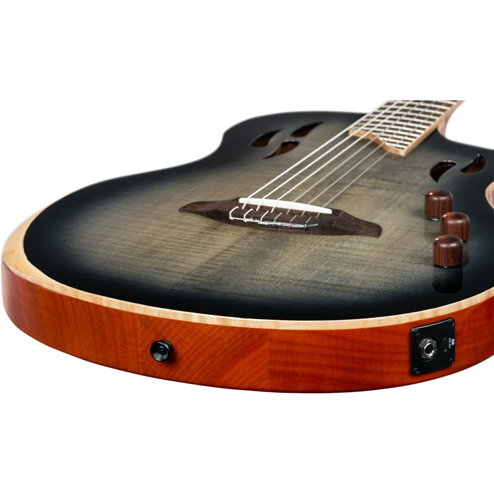 Ortega TourPlayer Series Full Size Guitar Solid Okoume/ Flamed Maple Grey Burst