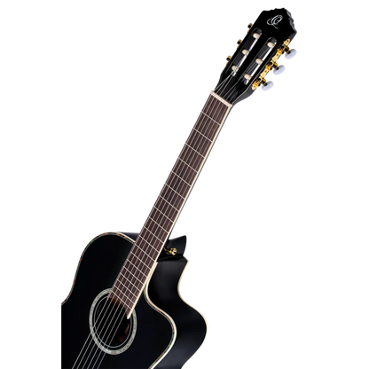 Ortega Family Series Pro Full Size Guitar Solid Spruce/ Mahogany Black - RCE141BK