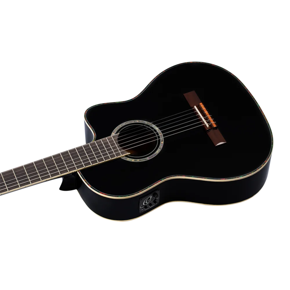 Ortega Family Series Pro Full Size Guitar Solid Spruce/ Mahogany Black - RCE141BK