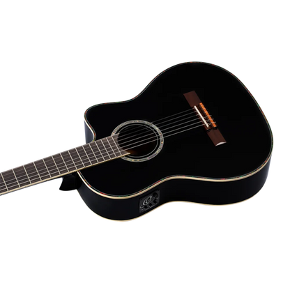 Ortega Family Series Pro Full Size Guitar Solid Spruce/ Mahogany Black - RCE141BK
