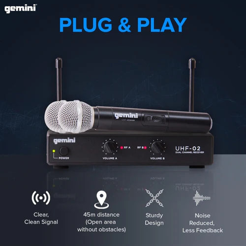 Gemini UHF-02M/HL Wireless Handheld Microphone System - Multi-Frequency