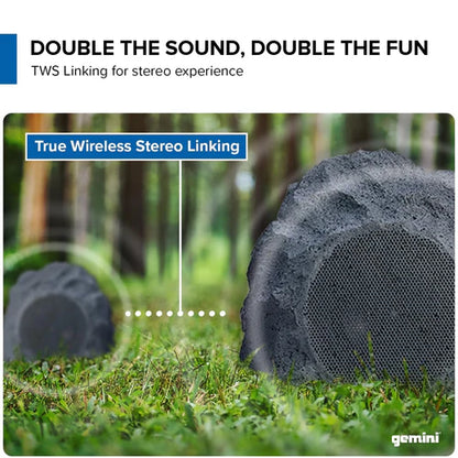 Gemini Waterproof Rock Speakers - 40W Bluetooth Outdoor Patio Sound System