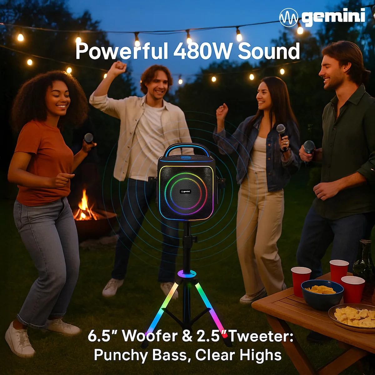 Gemini GPK-200PK Portable Bluetooth Karaoke Machine