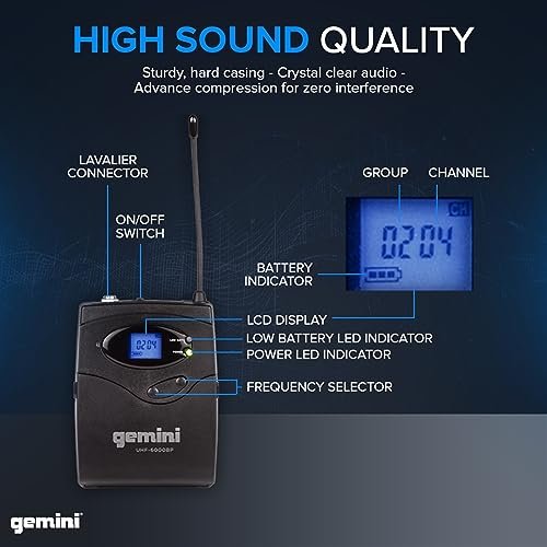 Gemini UHF-6100HL Lightweight Wireless Headset Microphone System - 240ft
