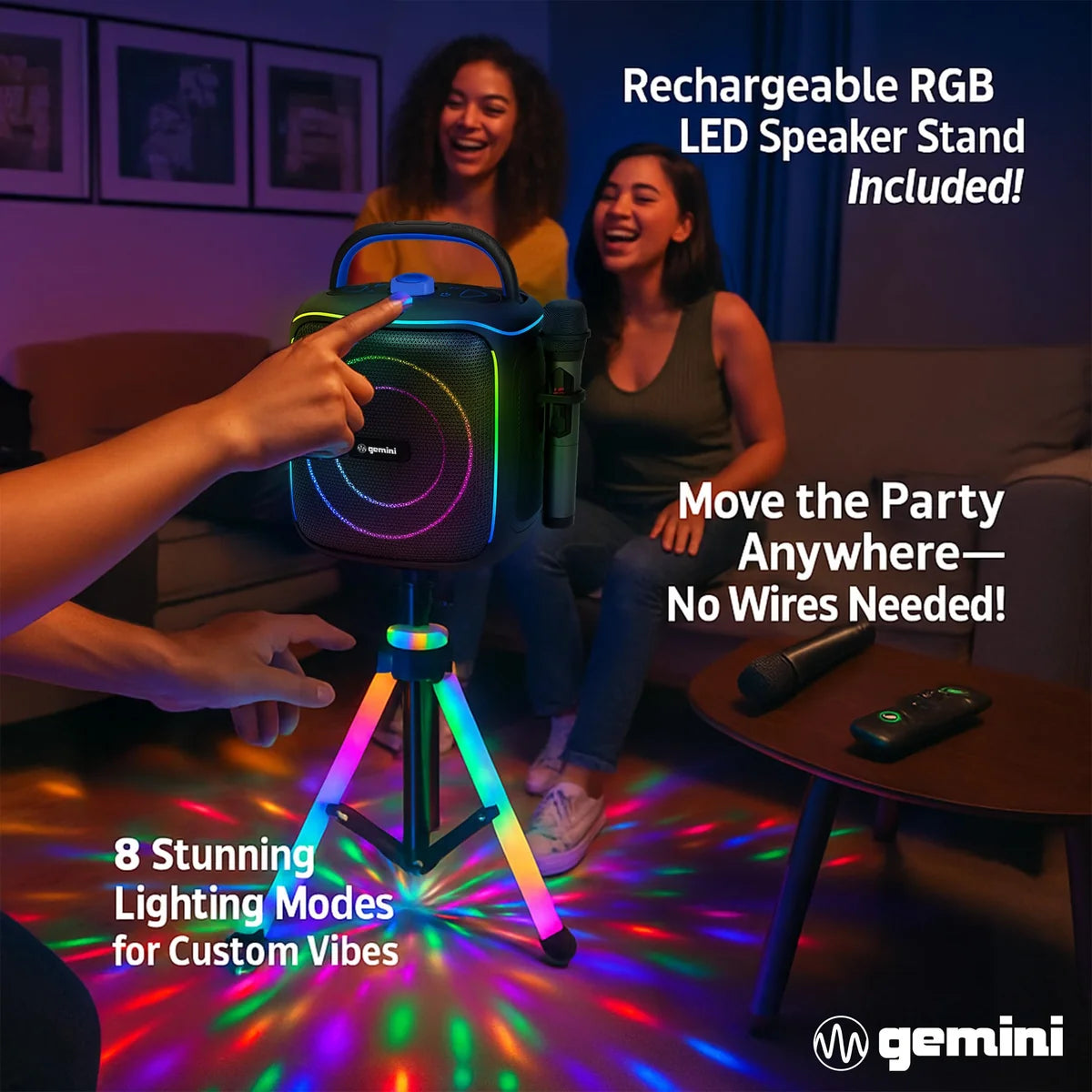 Gemini GPK-200PK Portable Bluetooth Karaoke Machine