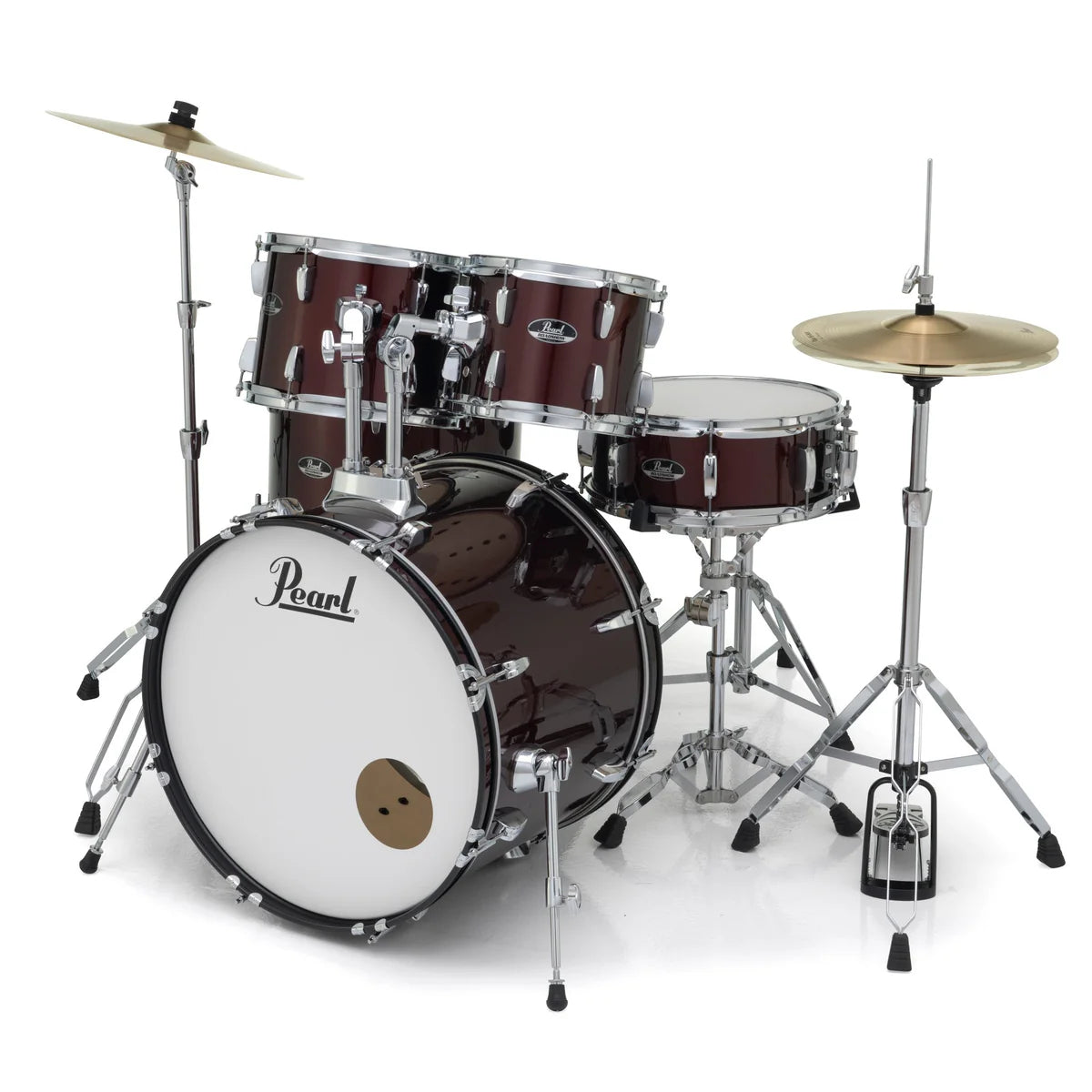 Pearl Roadshow 5-piece Drum Set with Hardware and Cymbals 22" Bass Drum Wine Red