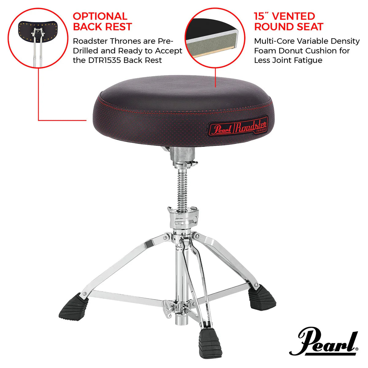Pearl D1500S Roadster Multi-Core Round Short Drum Throne